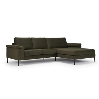 Nabbe 3 personers sofa m. chaiselong | Grønt stof